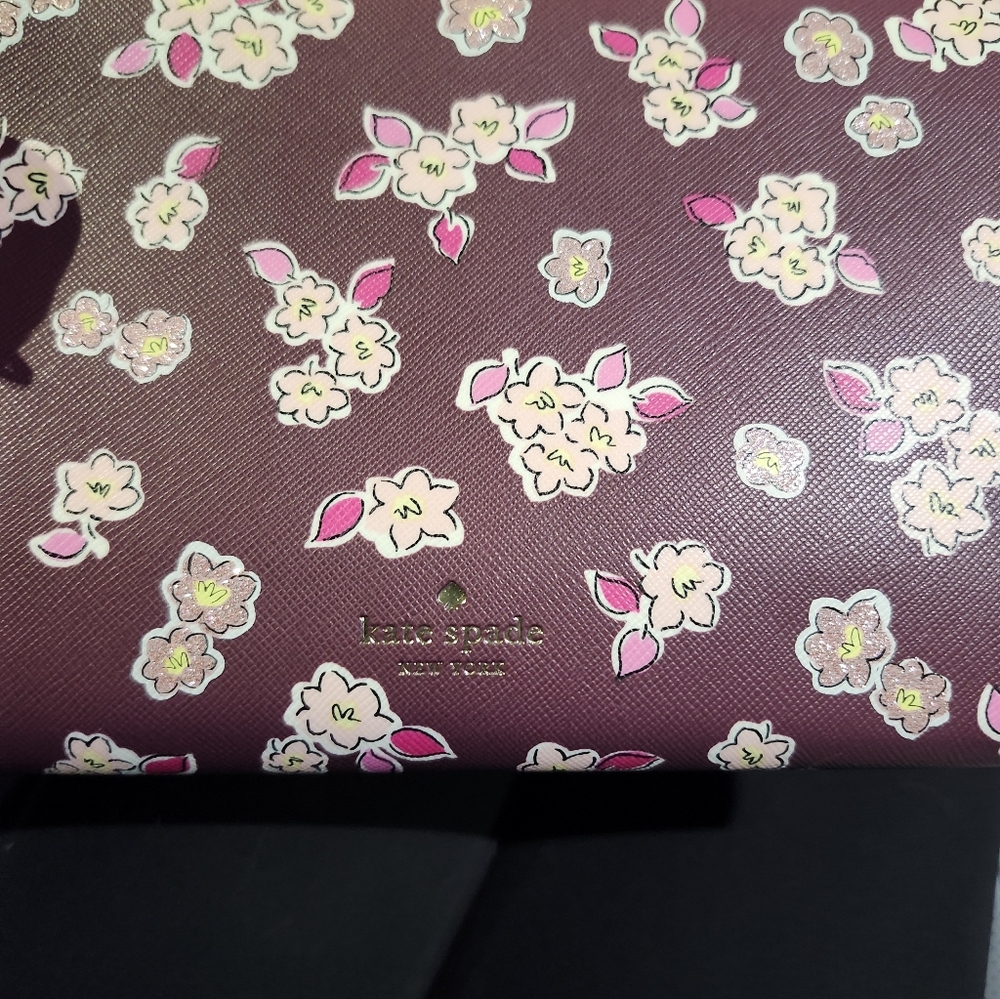 Kate Spade Flower Monogram Flap Crossbody Bag Burgundy Pink Wallet On Chain - Picture 5 of 10